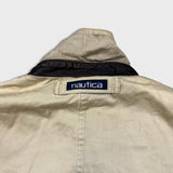 Vintage 90s Nautica Jacket Mens Large Beige Full Zip Outdoor Bomber Coat