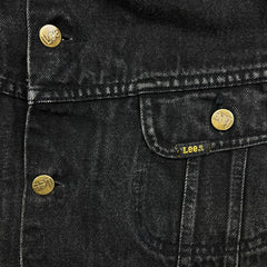 Vintage 90s Lee Storm Rider Denim Jacket Mens XL Black Stone Wash Blanket Lined Trucker Western