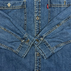 Levi's Denim Shirt Mens Large Blue Medium Wash Casual Western Jeans Button Up
