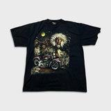 Vintage Y2K Native T Shirt Mens XL Black Motorcycle Wolf Graphic Nature Tee