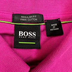 HUGO BOSS Polo Shirt Mens Large Pink Regular Fit Casual Preppy Short Sleeve