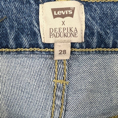 Levi's x Deepika Padukone Jeans Women 28x27 Blue Flare Leg Medium Wash Denim Pants