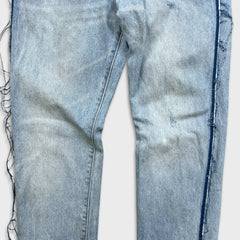 Levi's 512 Jeans Men 34x28 Blue Slim Frayed Leg Light Wash Distressed Denim Pants