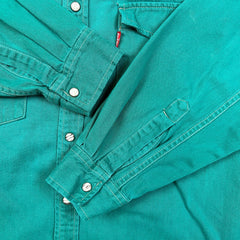 Vintage 90s Levi's Denim Shirt Mens Large Blue Casual Western Pearl Snap