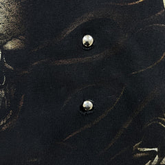 Vintage Y2K Skull T Shirt Mens XL Black Tie Dye Studded Horror AOP Faded Tee