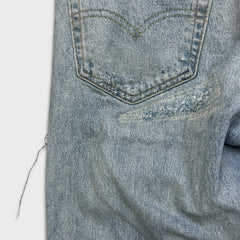 Levi's 512 Jeans Men 34x28 Blue Slim Frayed Leg Light Wash Distressed Denim Pants