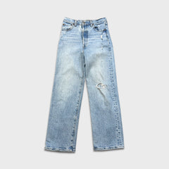Levi's Ribcage Straight Ankle Jeans Womens 26x27 Blue High Rise Distressed Denim