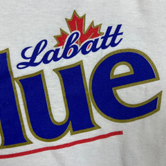Vintage 90s Labatt Blue Draft Beer T Shirt Mens XL White USA Single Stitch Tee