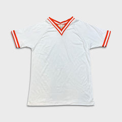 Vintage Le Club T Shirt Mens XL White Ringer V Neck 80s Retro Blank Tee