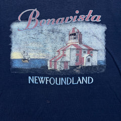 Vintage 90s Newfoundland Lighthouse T Shirt Mens Large Blue Distressed Faded Tee