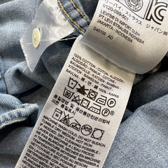 Levi's Barstow Western Denim Shirt Mens Medium Blue Light Wash Western Pearl Snap