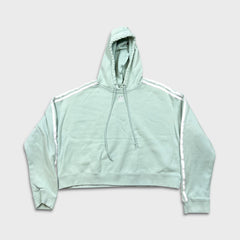 Adidas Original Hoodie Womens Medium Green Center Trefoil Crop Hooded Sweater