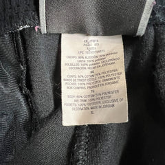 Champion Velour Pants Mens XL Black Script Taper Leg Side Tape Lounge Sweatpants