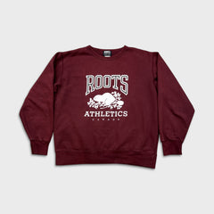 Vintage 90s Roots Athletics Canada Sweatshirt Mens Large Red Graphic Pullover Crewneck