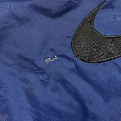 Vintage 90s Nike Jacket Mens Large Blue Big Swoosh 1/2 Zip Pullover Coat