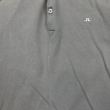 J Lindeberg Polo Shirt Mens XL Grey Pique Bridge Logo Sun Faded Golf Short Sleeve