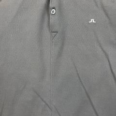 J Lindeberg Polo Shirt Mens XL Grey Pique Bridge Logo Sun Faded Golf Short Sleeve