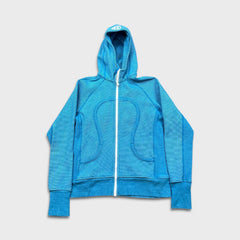 Lululemon Scuba Hoodie Womens Size 10 Blue Full Zip Striped Hooded Sweater