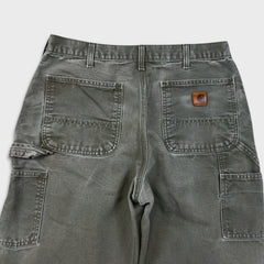 Carhartt Pants Mens 32x29 Green Original Dungaree Fit Workwear Distress Carpenter