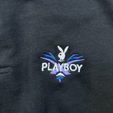 Vintage Y2K Playboy Polo Shirt Mens Medium Black Heavyweight Knit Short Sleeve