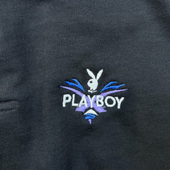 Vintage Y2K Playboy Polo Shirt Mens Medium Black Heavyweight Knit Short Sleeve