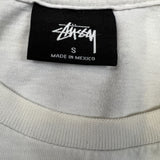 Stussy World Tour Floral T Shirt Mens Small White Distressed Faded Graphic Tee