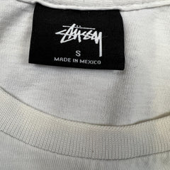 Stussy World Tour Floral T Shirt Mens Small White Distressed Faded Graphic Tee