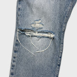Levi's 501 Jeans Mens 28x30 Blue Original Fit Straight Distress Frayed Leg Denim Pants