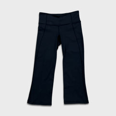 Lululemon Tadasana Slit Crop Womens Size 4 Black Athletic Yoga Leggings Pants