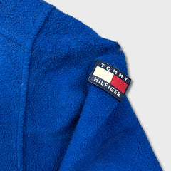 Vintage 90s Tommy Hilfiger Fleece Mens Large Blue Full Zip Tommy Flag Distressed Jacket