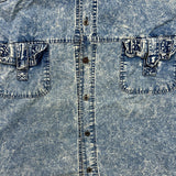 Vintage 90s Tazmanian Devil Denim Shirt Mens XL Blue Acid Wash Looney Tunes Button Up