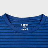 KAWS x Uniqlo BFF Striped Tee Mens Large Blue Embroidered Logo Short Sleeve Tee
