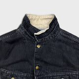 Vintage 90s Lee Storm Rider Denim Jacket Mens XL Black Stone Wash Blanket Lined Trucker Western