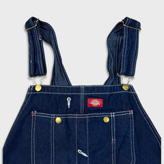 Dickies Overalls Mens 40x28 Blue Bib Medium Wash Hammer Loop Workwear Frayed