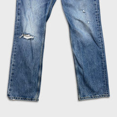 Levi’s 514 Jeans Mens 34x32 Blue Slim Straight Fit Light Wash Distressed Denim Pants