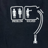 Vintage Y2K Problem Solved T Shirt Mens XL Black Sun Faded Novelty Funny Tee