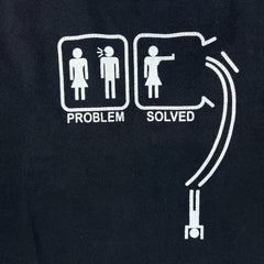 Vintage Y2K Problem Solved T Shirt Mens XL Black Sun Faded Novelty Funny Tee