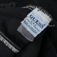 Vintage 90s Guess Jeans Denim Jacket Mens Large Black Dark Wash Trucker Western