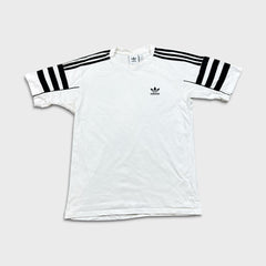 Adidas T Shirt Mens Medium White Originals 3 Stripe Trefoil Short Sleeve Tee