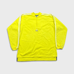 Vintage 90s Adidas Sweatshirt Mens Medium Yellow 1/4 Zip Pullover