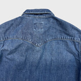 Levi’s Denim Shirt Mens Medium Blue Slim Fit Western Pearl Snap Button Up