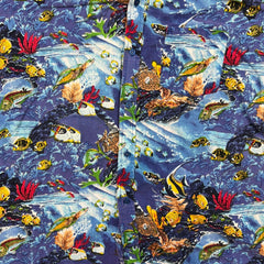 Vintage Y2K Tropical Bahamas Shirt Mens XL Blue Hawaiian Fish Sea Button Up