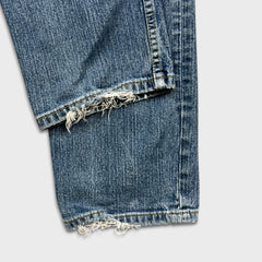 Levi's 514 Jeans Mens 34x30 Blue Slim Straight Fit Medium Wash Distressed Denim Pants