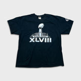Vintage 2014 Super Bowl XLVIII T Shirt Mens XL Black Football NFL Sports Graphic Tee