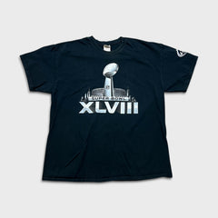 Vintage 2014 Super Bowl XLVIII T Shirt Mens XL Black Football NFL Sports Graphic Tee