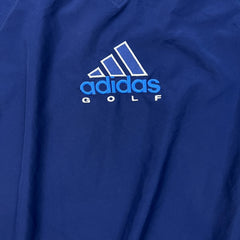 Vintage 90s Adidas Golf Jacket Mens Medium Blue Essentials 3 Stripe Windbreaker Bomber