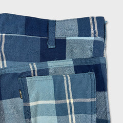 Vintage 70s Levi’s Sta-Prest Pants Mens 32x29 Blue Plaid Flare Leg Trousers