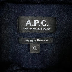 A.P.C. Shirt Mens Small Blue Rue Madame Paris Wool Plaid Check Flannel Button Up