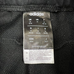 Adidas Sweatpants Mens Medium Black 3 Stripes Spell Out Taper Leg Fleece Jogger