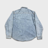 Levi's Strauss Denim Shirt Mens Large Blue Light Wash Casual Western Pearl Snap